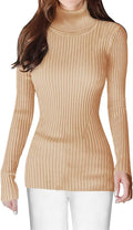 Turtleneck Ribbed Sweater for Women - Fitted Knit Top