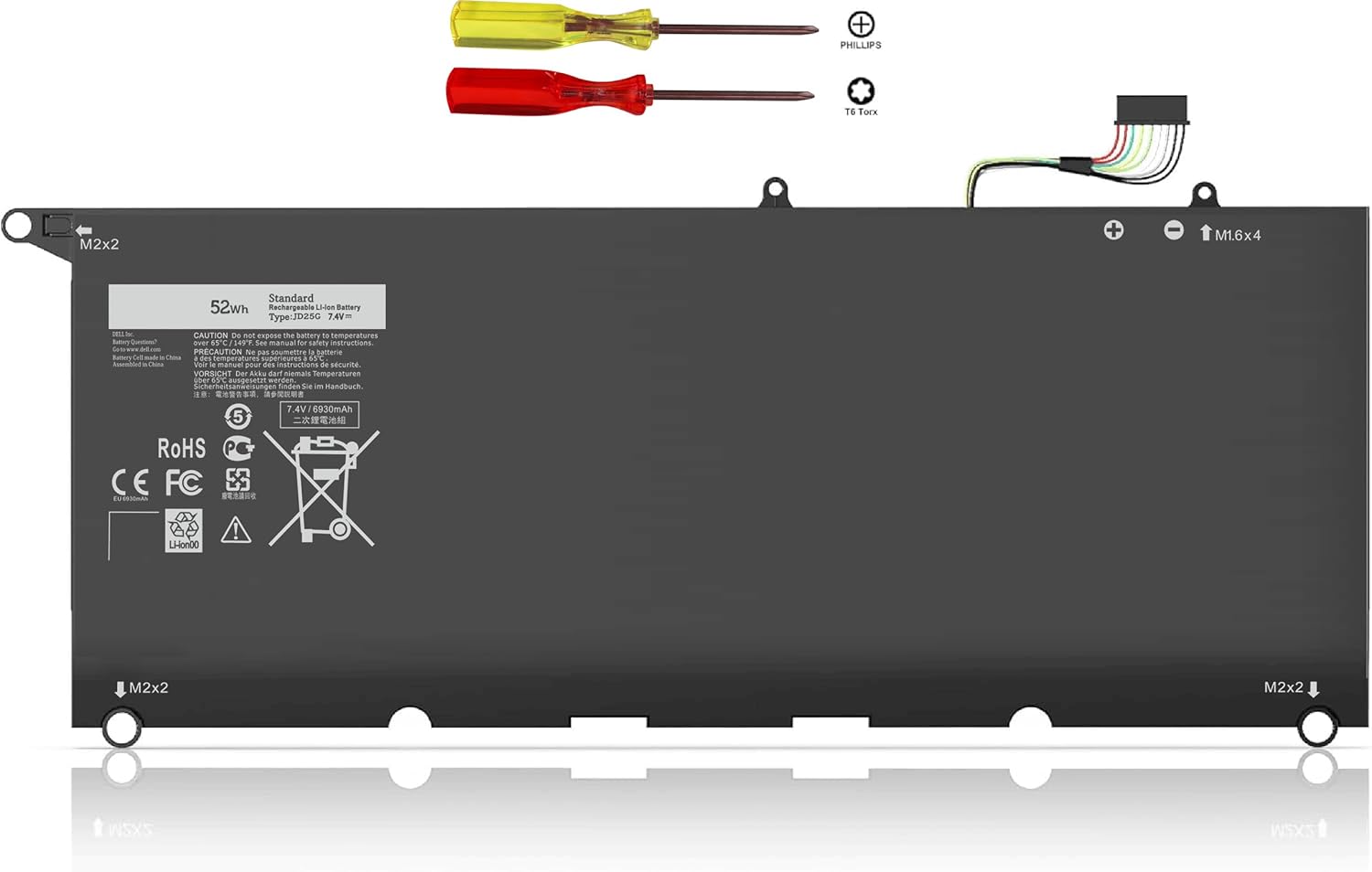 JD25G Battery for Dell XPS 13 9343 9350 - High Performance