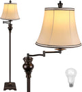 Vintage Floor Lamp with 350 Swing Arm - Rustic Reading Light