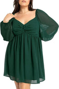 SCOMCHIC Plus Size Puff Long Sleeve Sweetheart A-Line Dress Women's