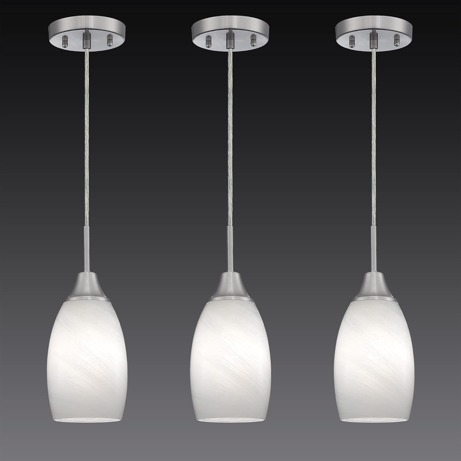Mini Glass Pendant Light 3-Pack for Kitchen and Dining Areas