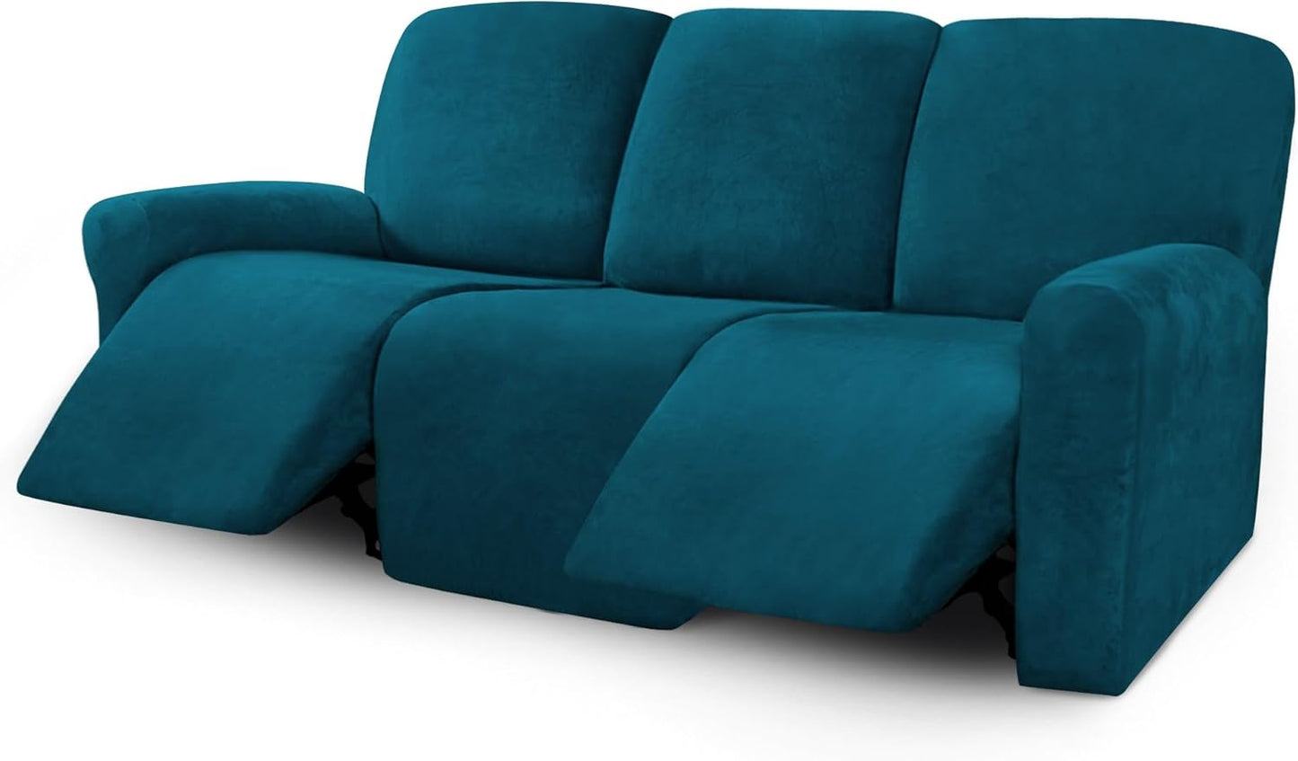 ULTICOR Velvet 8-Piece Recliner Sofa Covers for 3 Seater