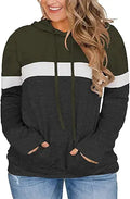 VISLILY Plus Size Color Block Hoodies with Pockets for Women