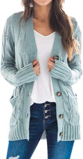 Cable Knit Cardigan Long Sleeve Open Front Button Down - Versatile