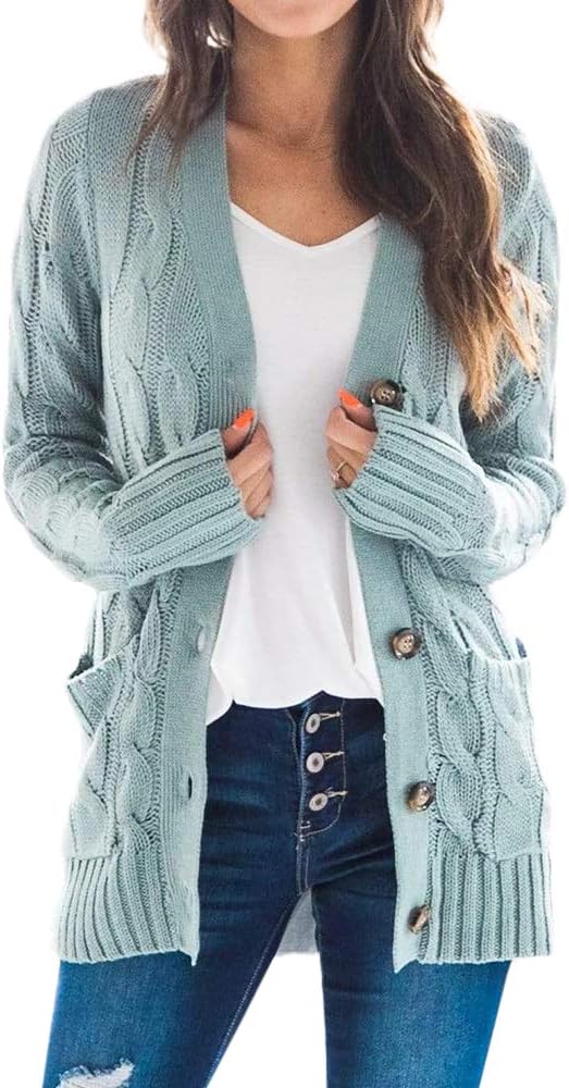 Goranbon Women's Cable Knit Cardigan for Stylish Comfort