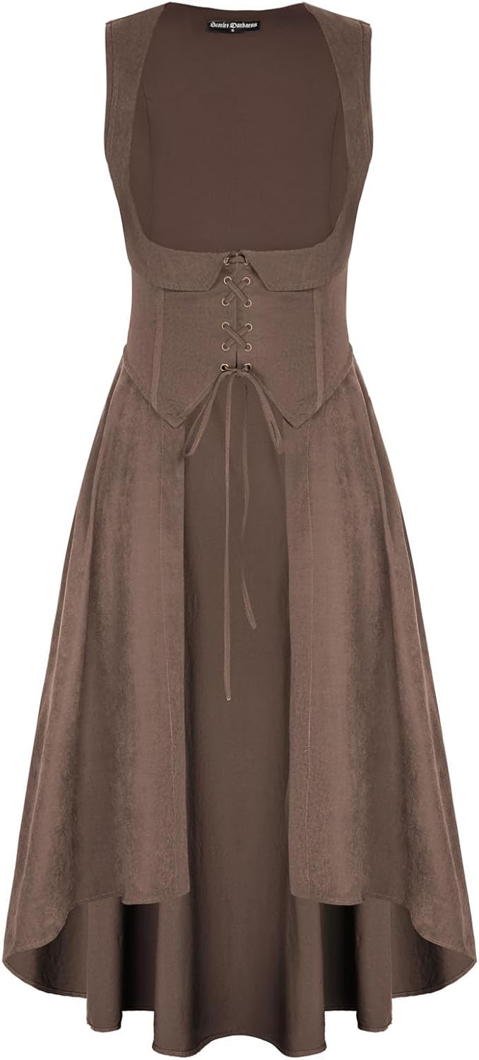 Scarlet Darkness Women Renaissance Costume High Low Dress with Pockets