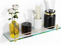 Glass Bathroom Shelves Brushed Gold Floating Shelf 16 in - Modern Wall