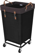 160L Rolling Laundry Basket with Wheels - Large Black Hamper