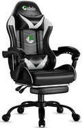 White Racing Style Gaming Chair with Footrest and Massager - Ergonomic