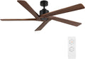 WINGBO 64 in DC Ceiling Fan without Lights - Quiet, Solid Wood Blades