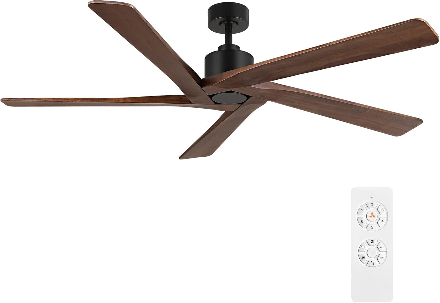 64 Inch Ceiling Fan with Solid Wood Blades and Remote Control
