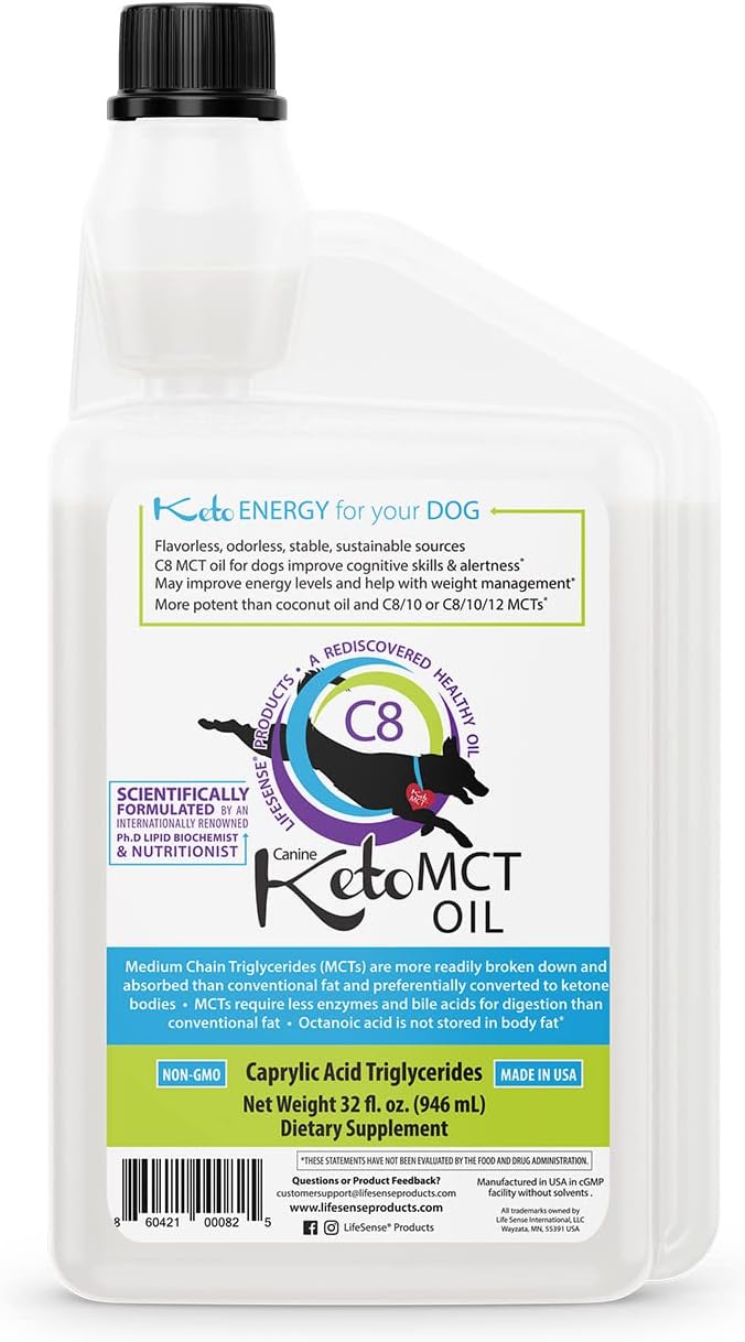 LifeSense C8 MCT Oil for Dogs - Keto-Friendly Dog Supplement
