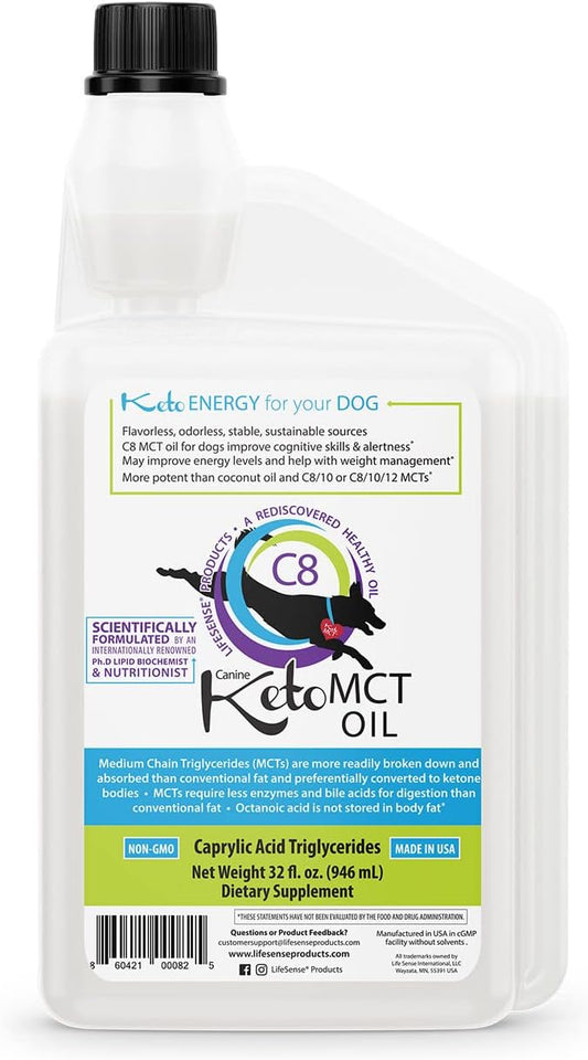 LifeSense C8 MCT Oil for Dogs - Keto-Friendly Dog Supplement