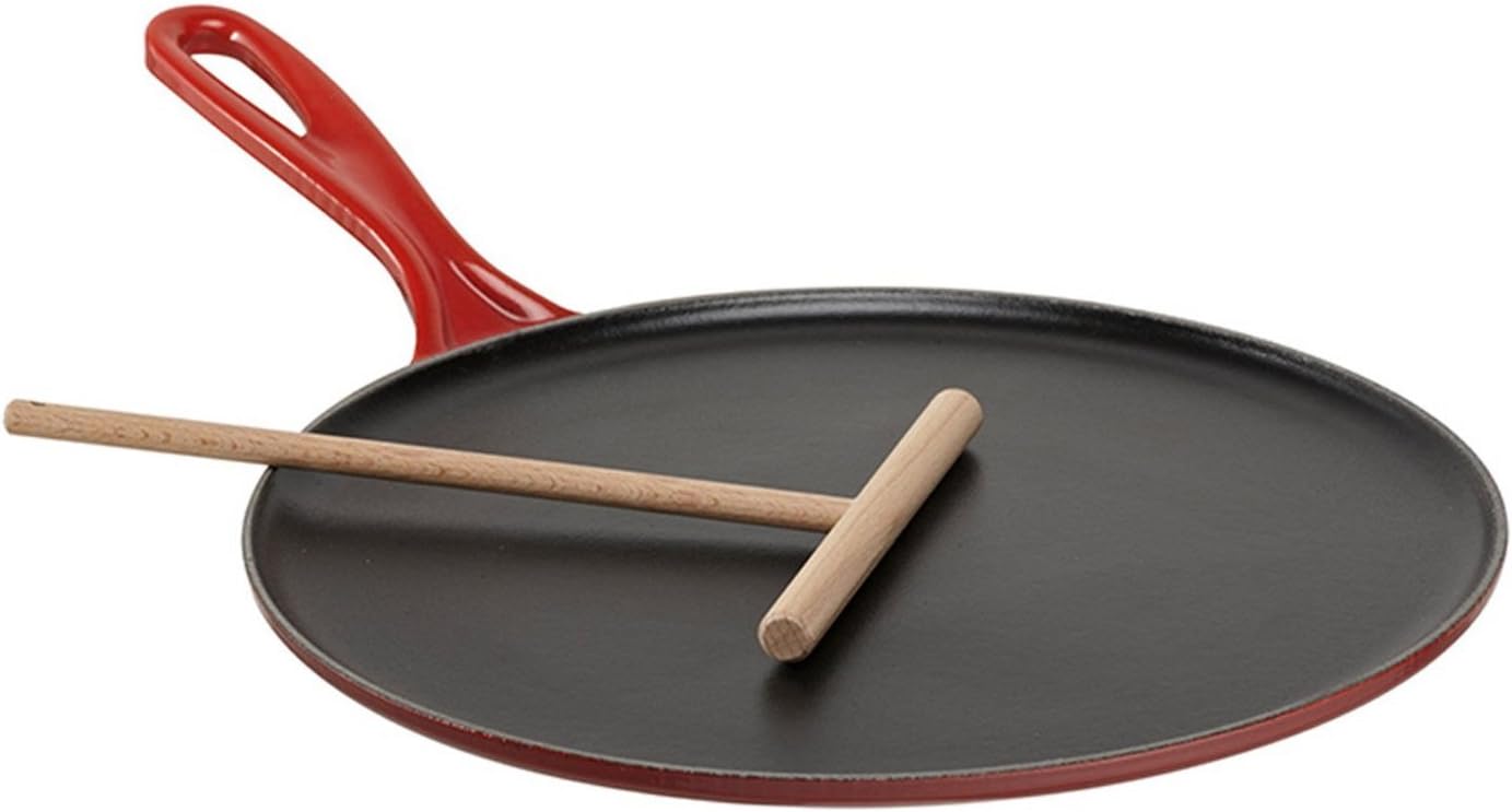 Le Creuset 10.75 Cast Iron Crepe Pan Set, Cerise