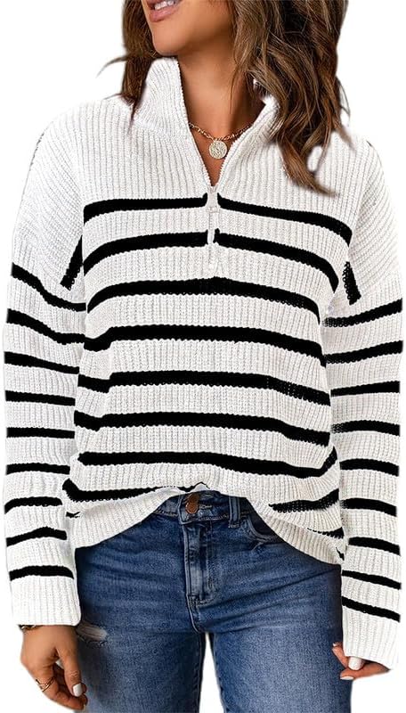 Dokotoo Womens 1/4 Zip Pullover Sweater for Casual Style