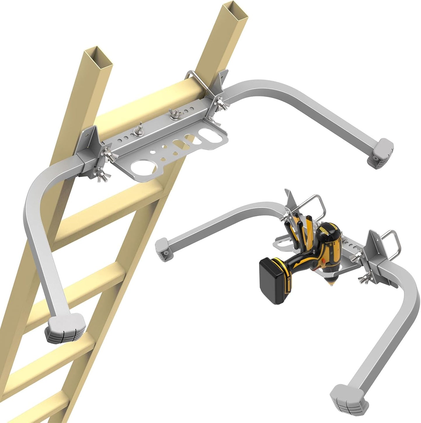 Aluminum Ladder Stabilizer for Safe Roof Gutter Cleaning Tasks