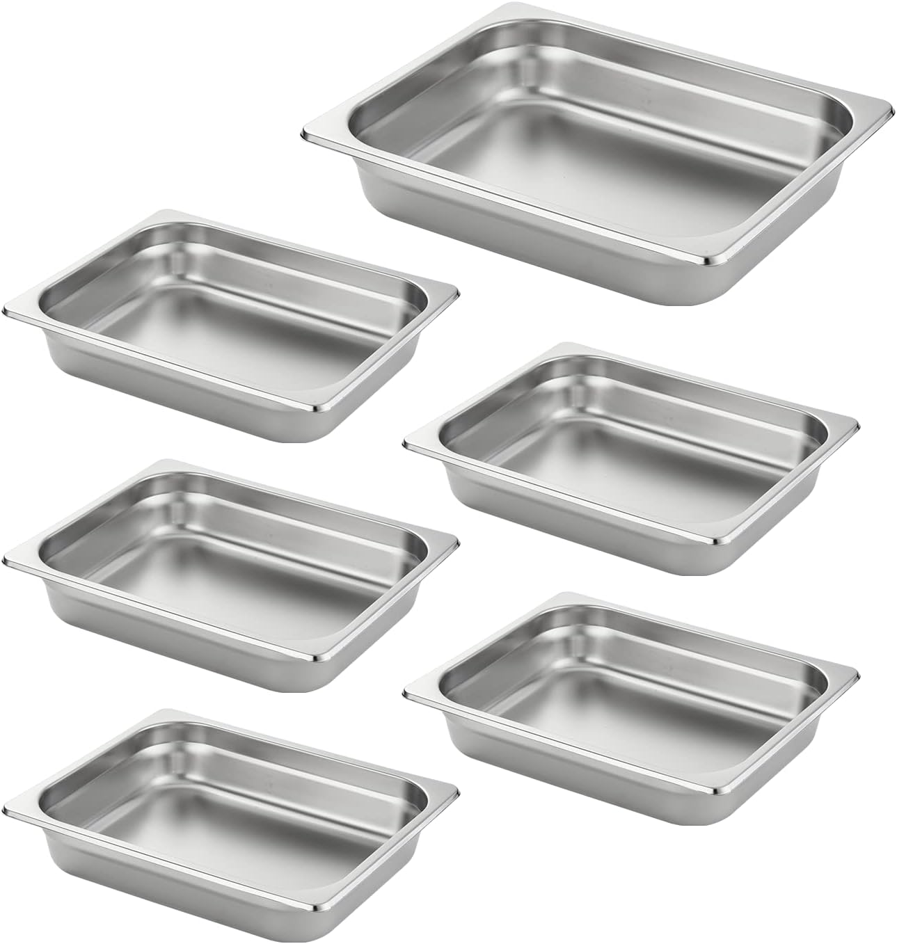 HECMAC 6 Pack Anti-Jam Hotel Pans for Catering and Storage