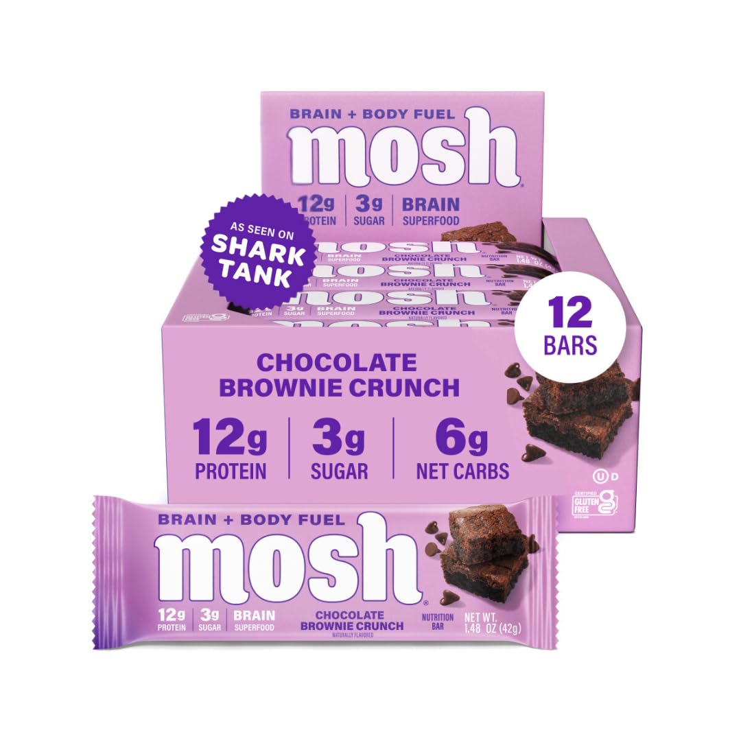MOSH Chocolate Brownie Keto Protein Bars for Brain Health