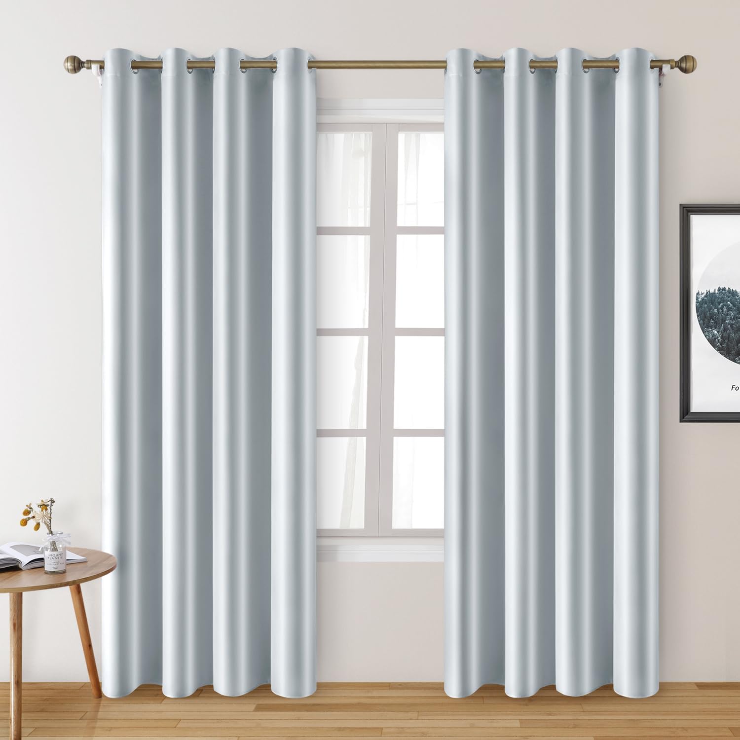Faux Silk Blackout Curtains for Bedroom - Room Darkening Drapes