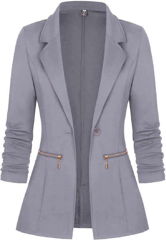 Genhoo Women's Long Sleeve Blazer Open Front Cardigan Jacket