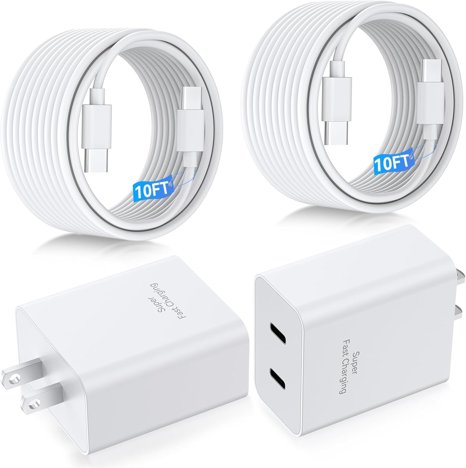 45W Dual Port USB C Fast Charger for Samsung Devices - 2Pack