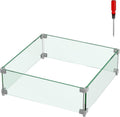 20x20x6 in Square Fire Pit Wind Guard - Clear Tempered Glass