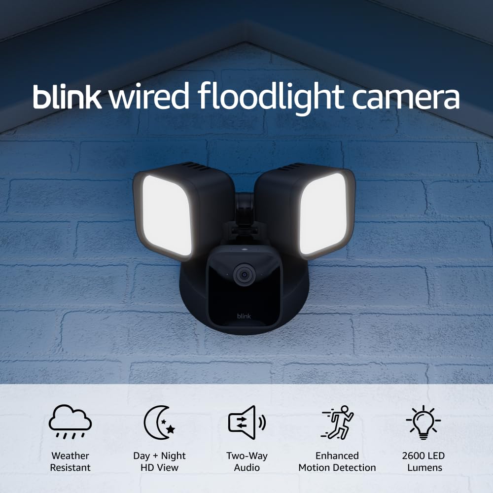 Blink Smart Floodlight Camera - 2600 Lumens, HD Live View, Alexa Compatible