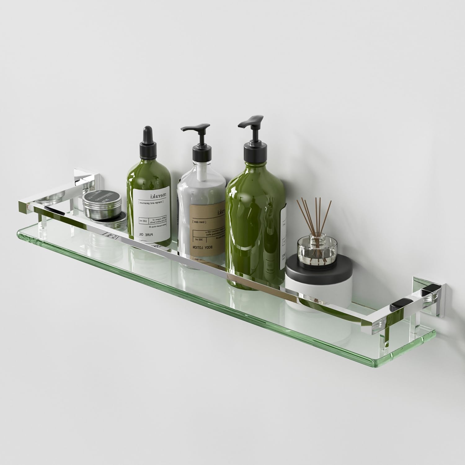 Alise Bathroom Shelf Wall Mounted, Large Capacity Glass Shelf