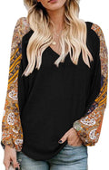 Beyove Boho Tops for Women Long Sleeve V Neck - Flowy Fall Blouse