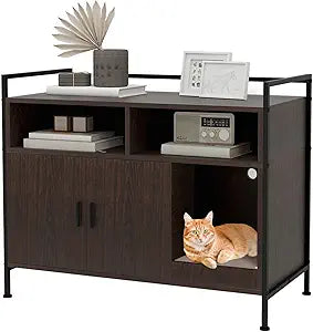 YUSING Litter Box Enclosure Furniture for Cats with Storage