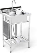 Stainless Steel Utility Sink 22in Free Standing Single Bowl - Durable