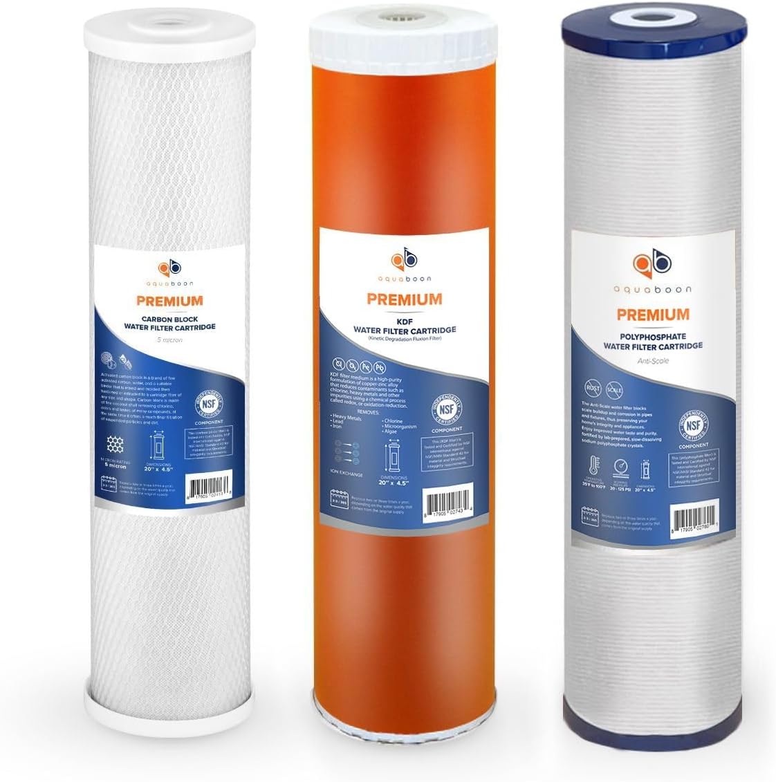 Aquaboon 5 Micron 20 x 4.5 Water Filter Replacement Set