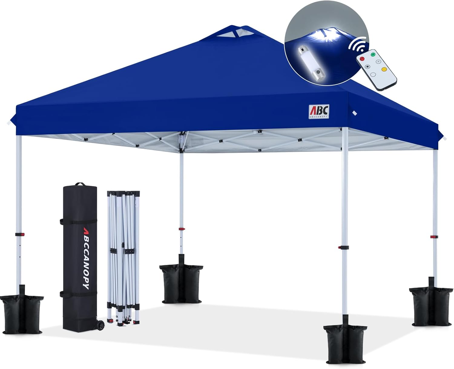 ABCCANOPY 10x10 Pop-Up Canopy Tent with LED Lights - Durable & Easy Setup