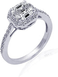 Sterling Silver Asscher Halo Ring for Women - Infinite Elements