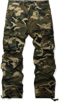 OCHENTA Men's Cotton Cargo Work Pants Baggy Camo - 8 Pockets Warm