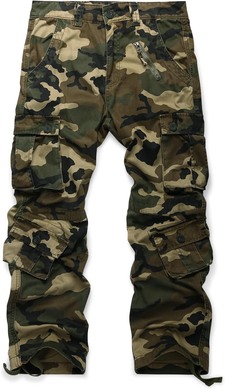 OCHENTA Men's Cotton Casual Cargo Pants for Tactical Comfort