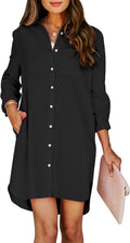 Womens Button Down Shirt Dress with Pockets - Comfortable Everyday one
