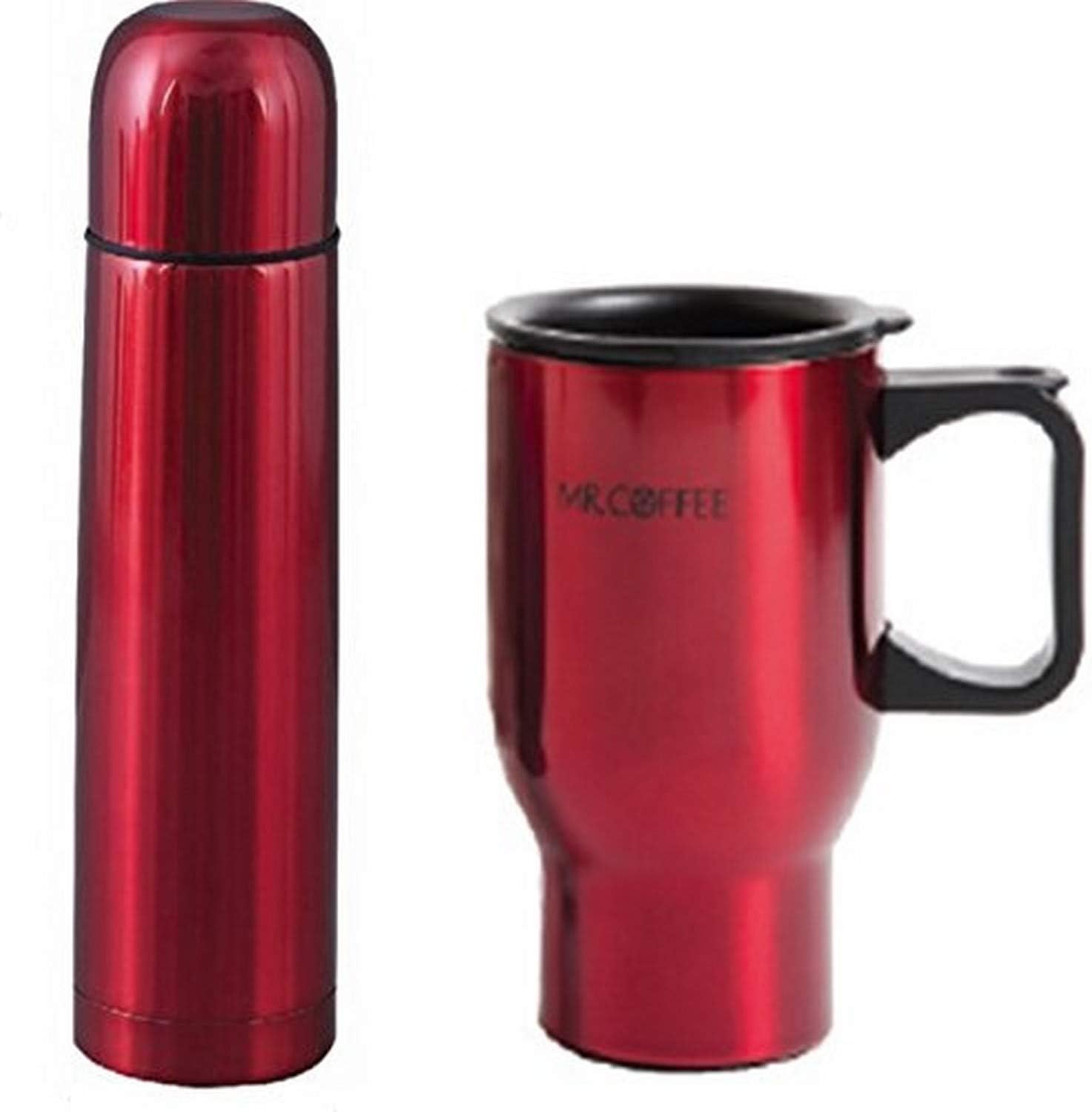 Stay Hot on the Go with Mr. Coffee's Red Metallic Travel Set