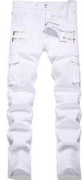 RXXKKK Men's Classic Zipper Biker Regular Fit Flex Jean (Style TPB4)