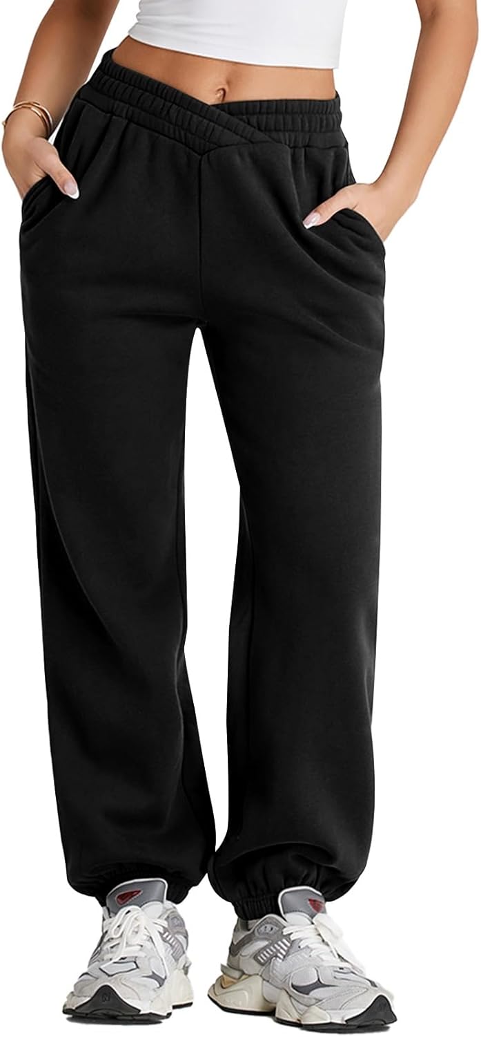 Herseas Women's V Crossover Waist Sweatpants for Cozy Style