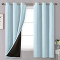 Baby Blue 100% Blackout Curtains 63 in Length - Full Light Blocking