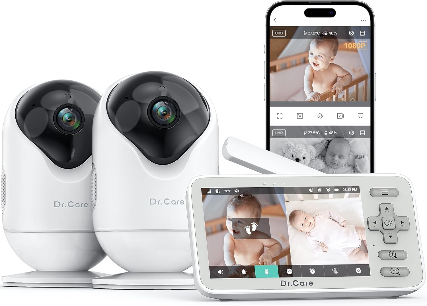 VistaView Lite Smart WiFi Baby Monitor with Dual Cameras