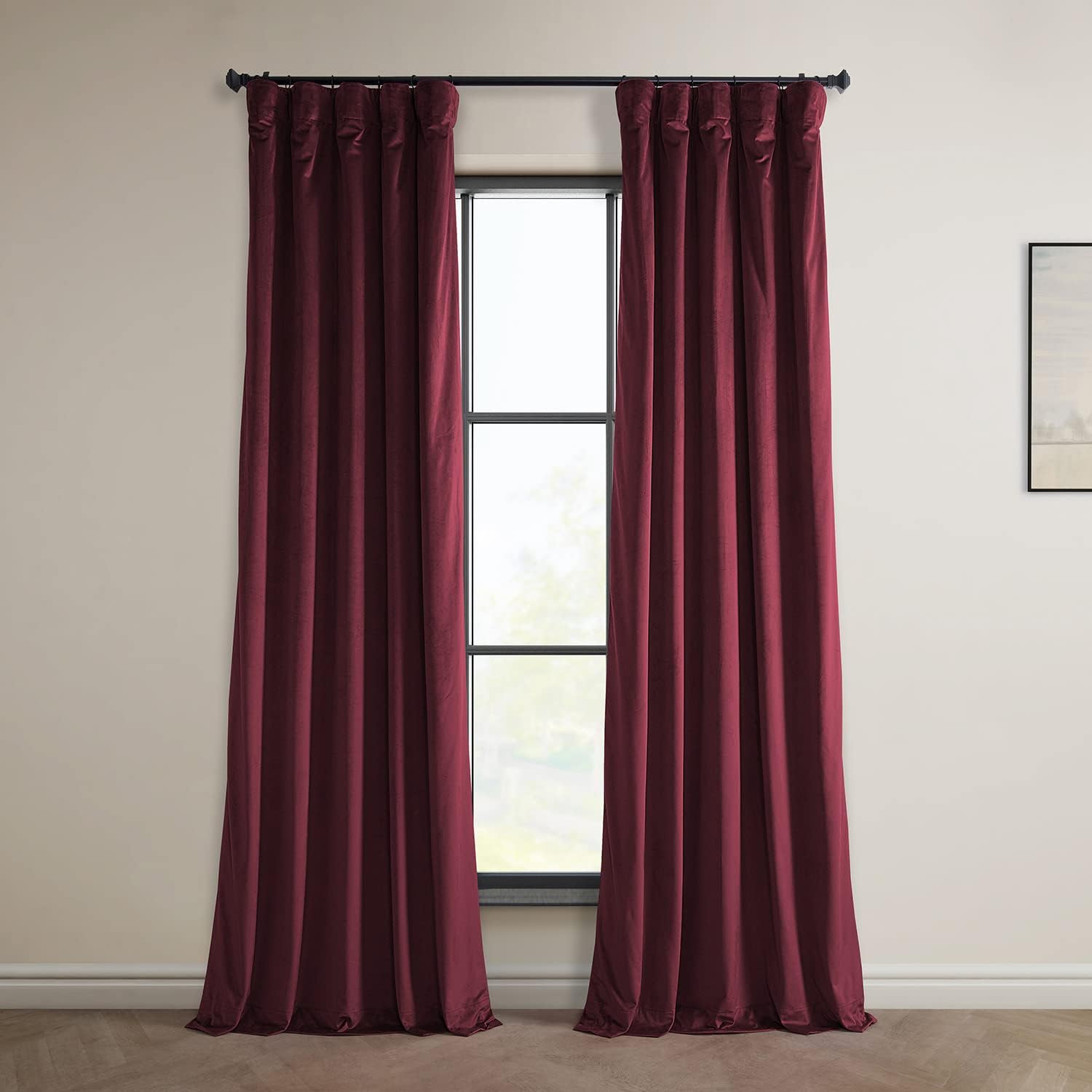 Heritage Plush Velvet Room Darkening Curtains in Dark Merlot