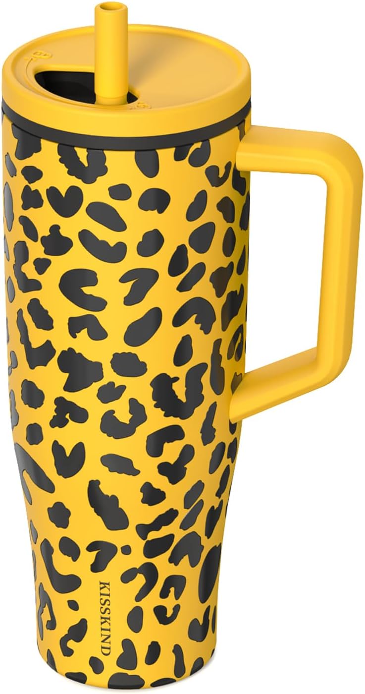KISSKIND 40 oz Tumbler with Handle and Straw for All Drinks
