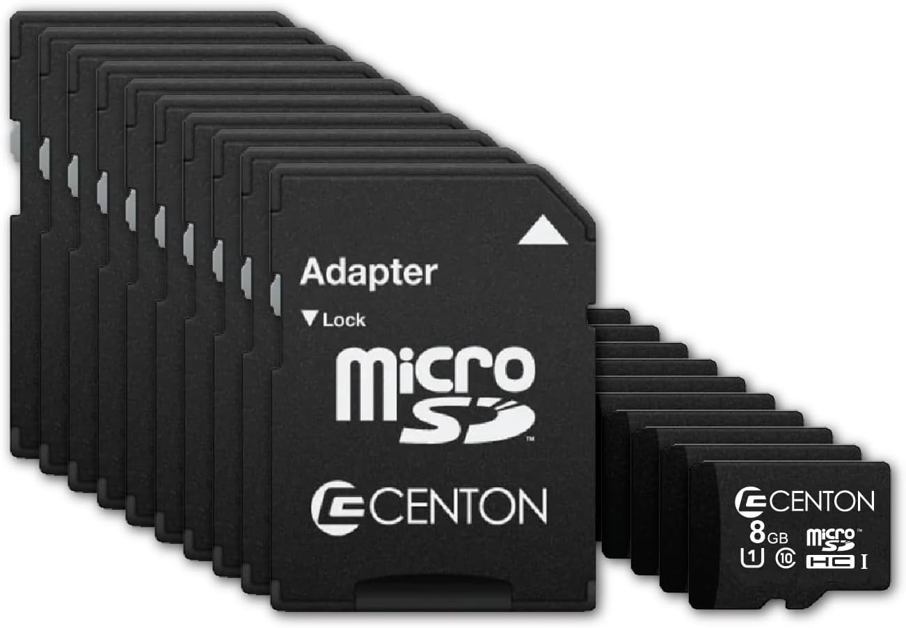 Centon MP MicroSD 8GB 10 Pack with Adapter for Versatile Use