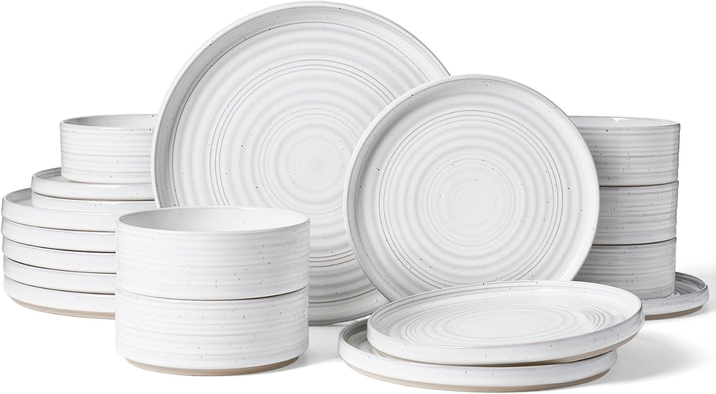 Stoneware Dinnerware Sets for 6 - 18 Pieces Spiral Dishware