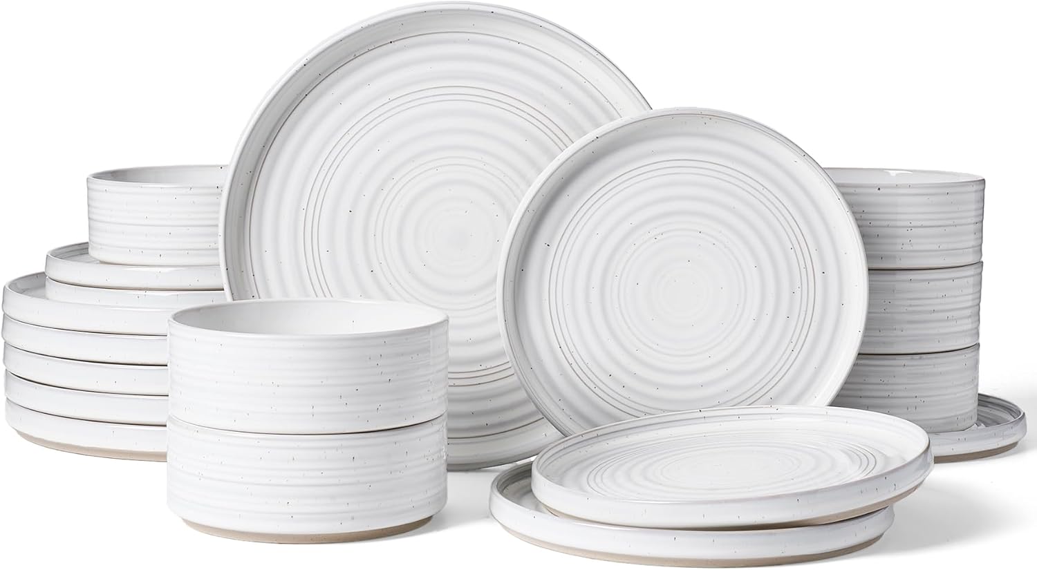 Stoneware Dinnerware Sets for 6 - 18 Pieces Spiral Dishware