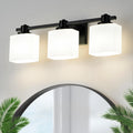 24 Inch Black Bathroom Light Fixture over Mirror - Matte Black Vanity