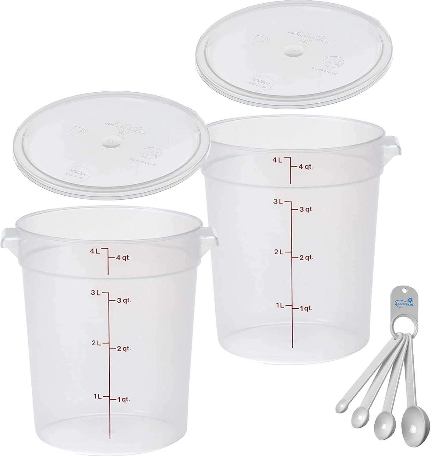 Cambro 4 Quart Round Food Storage Containers for Kitchen Use