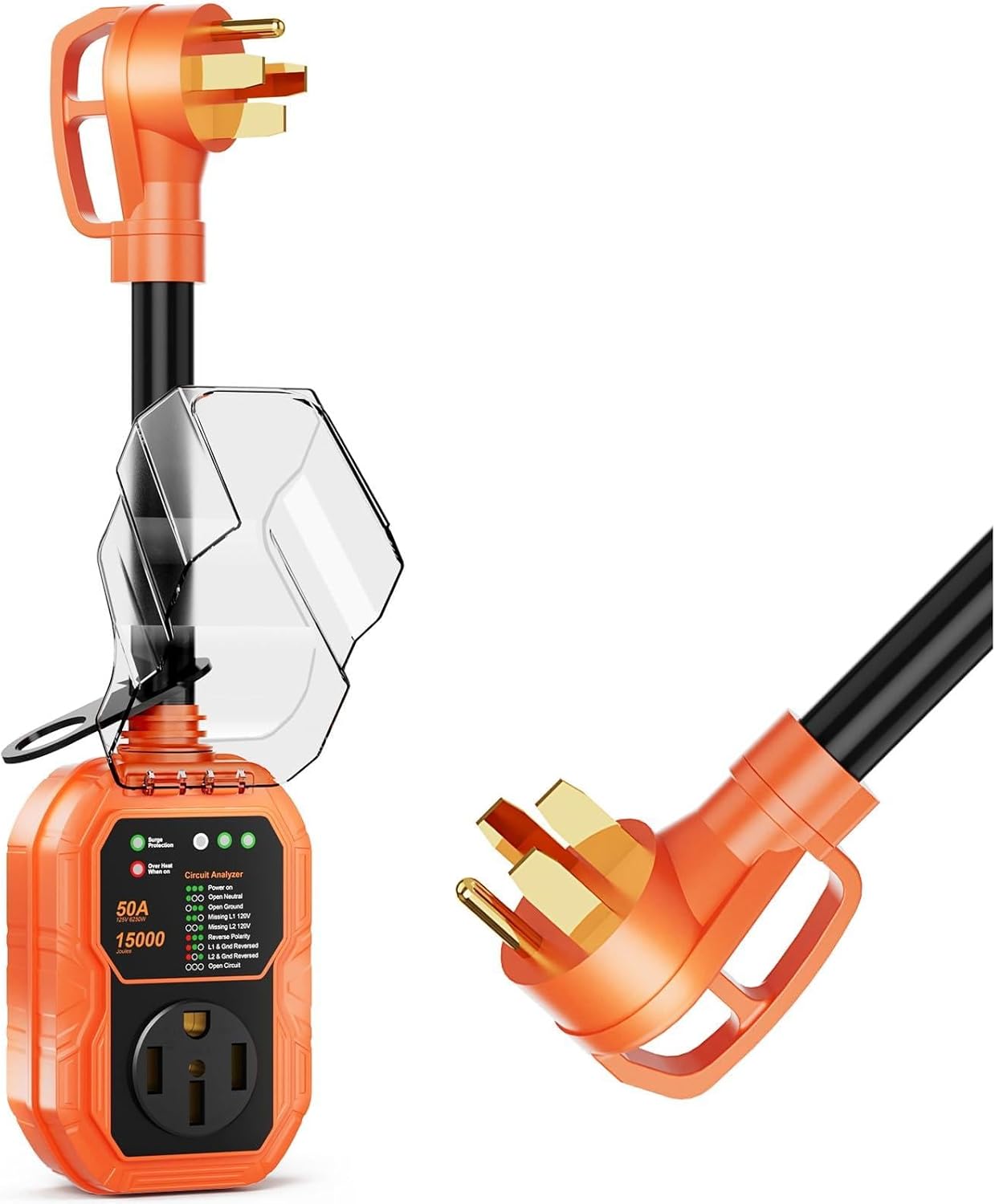 50 Amp RV Surge Protector with 15000J Protection for Campers
